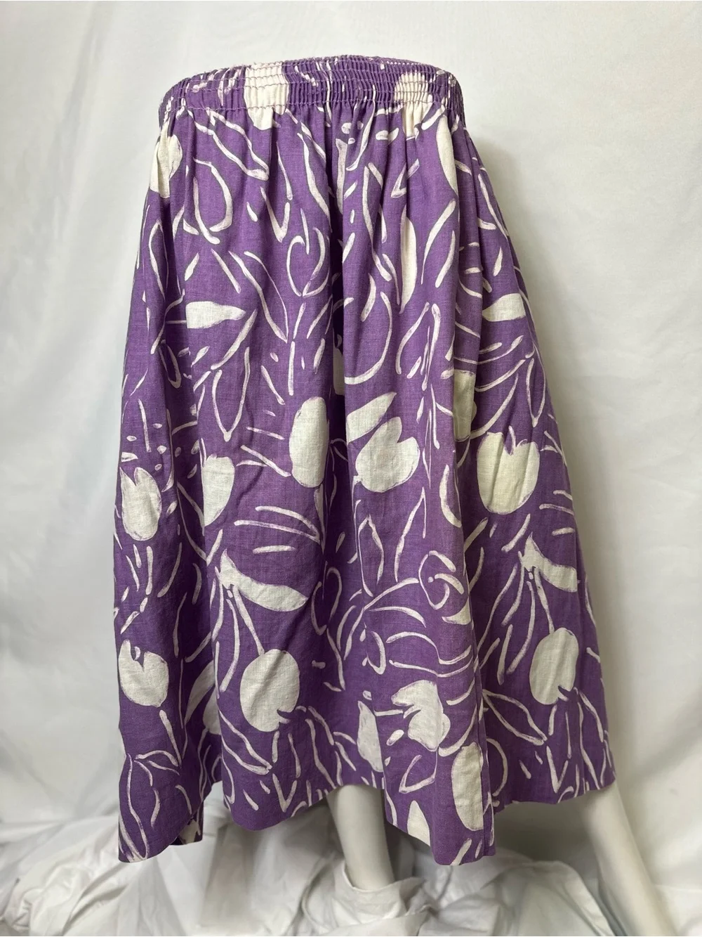 VINTAGE CAMPUS CASUALS BRAND SIZE LARGE PURPLE & WHITE MAXI SKIRT - Picture 4 of 4